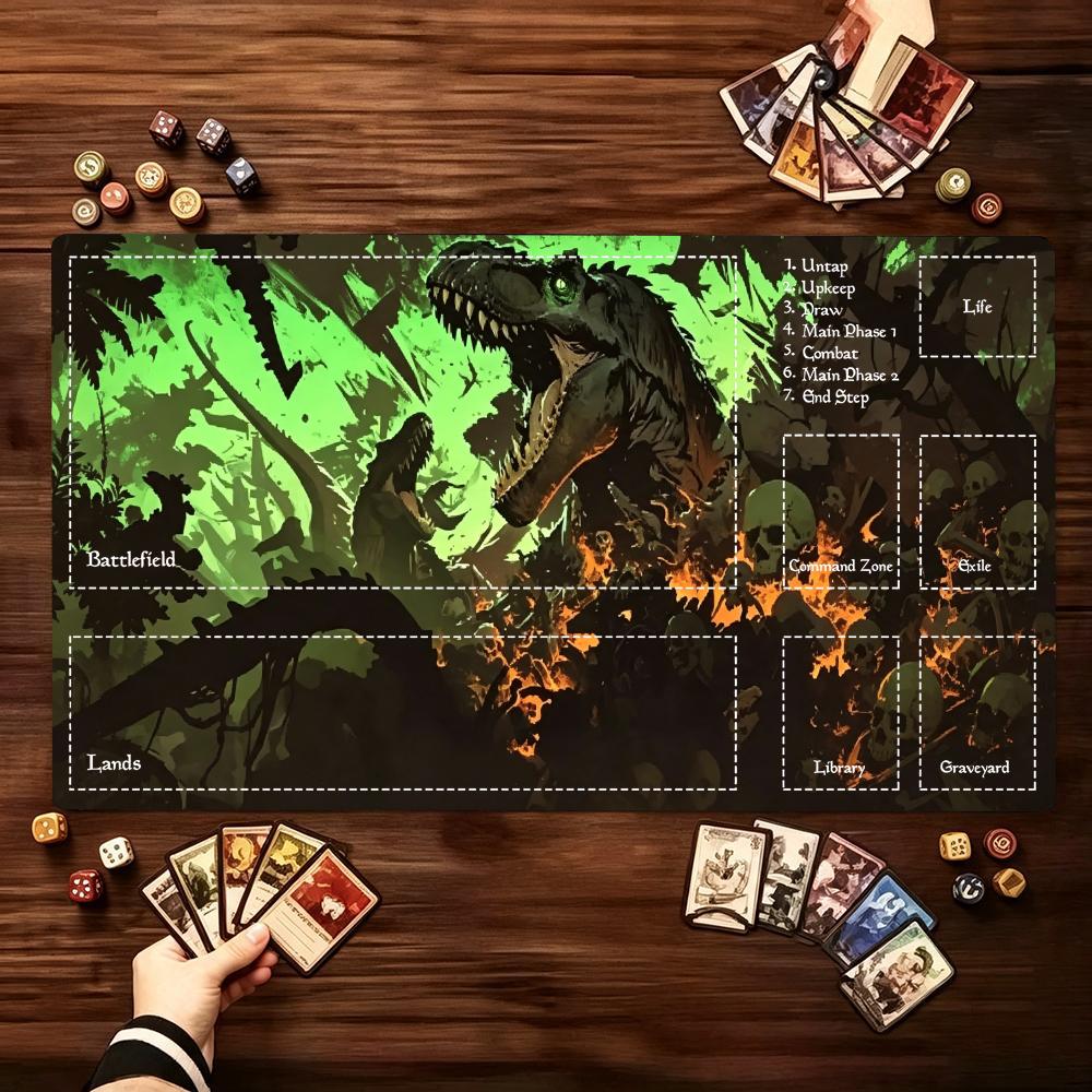 Jungle Desk Setup - Dark Jungle Dinosaur Large Extended Game