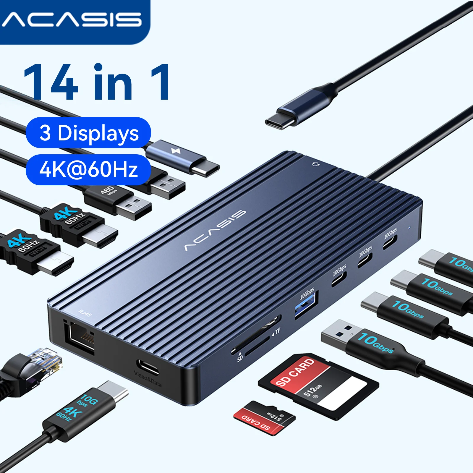 Desk Setup Mac - Acasis 14 in 1 USB-C Docking