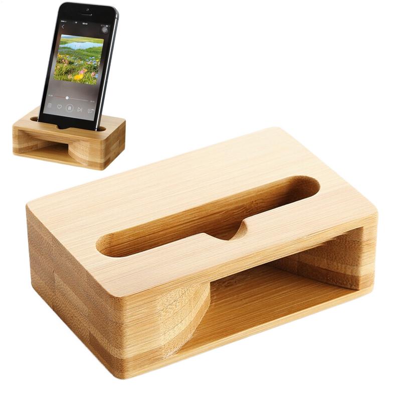 Desk Setup Riser - Phone Holder Speaker Amplifier Wooden Stand