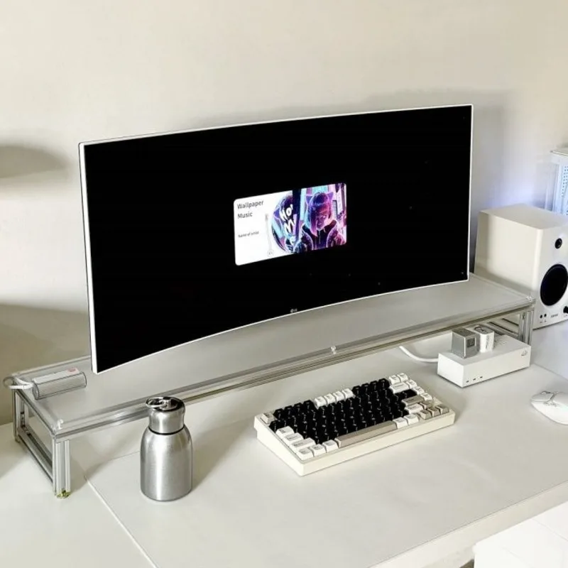 Desk Setup Monitor And Laptop - Aluminum Monitor Stand Acrylic Desktop Riser