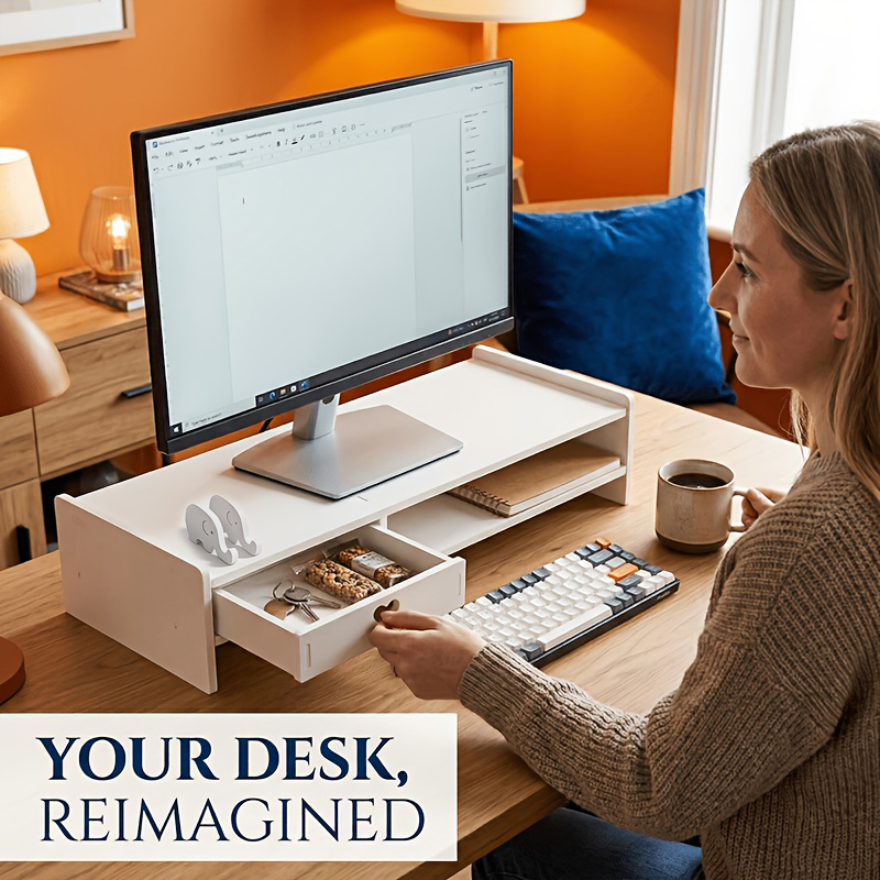 Minimalist White PVC Monitor S - Desk Setup Riser ulasan dan harga