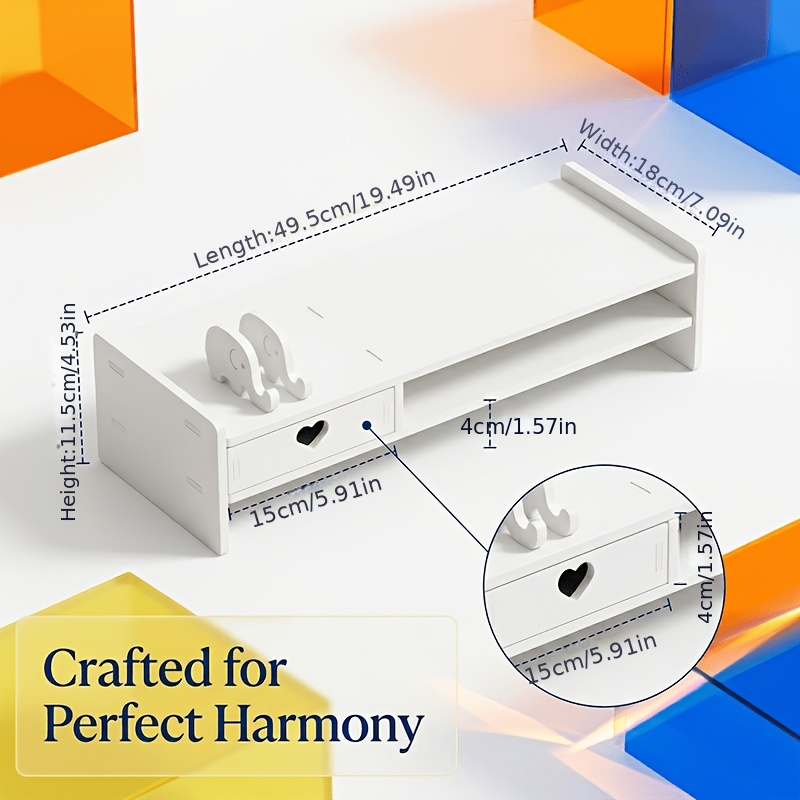 Minimalist White PVC Monitor S - Desk Setup Riser ulasan dan harga