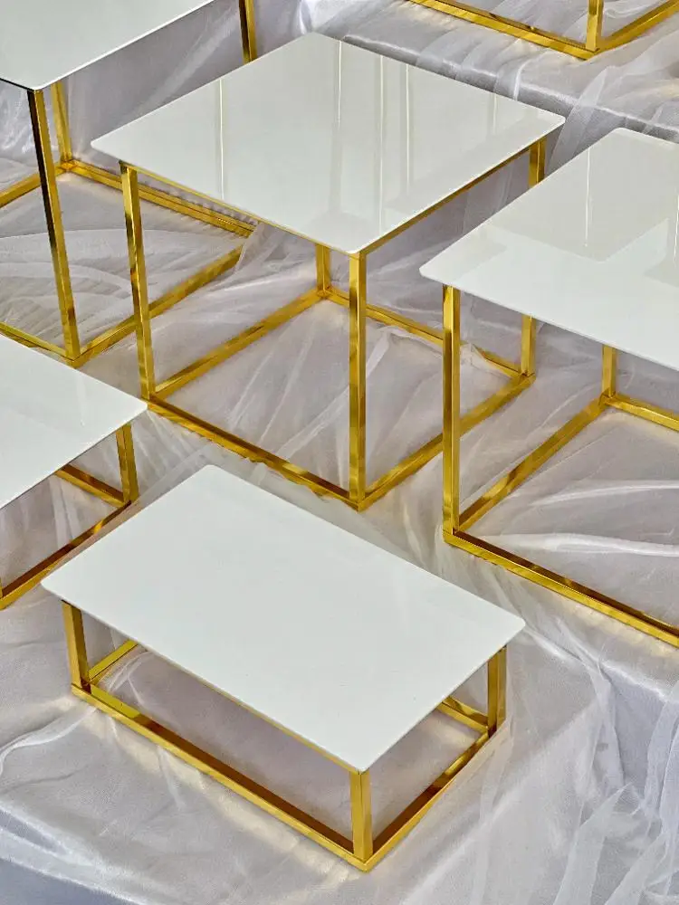12-20 PCS Luxury Gold Frame Wh - Desk Setup Riser ulasan dan harga