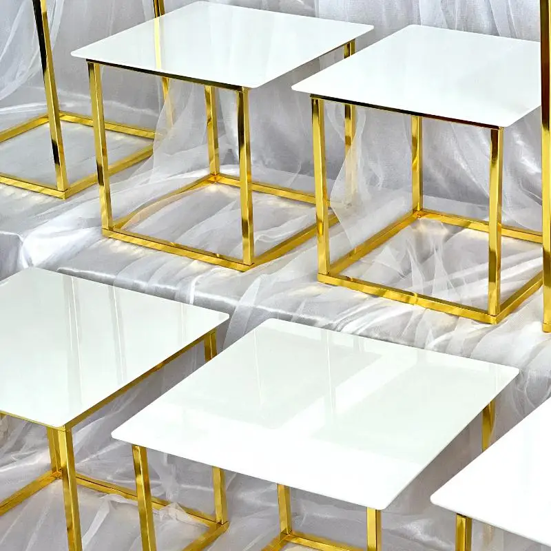 12-20 PCS Luxury Gold Frame Wh - Desk Setup Riser ulasan dan harga