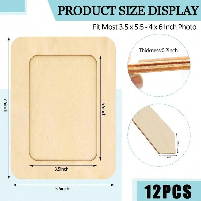 5Pcs Unfinished Wooden Frames  - Desk Setup Photo ulasan dan harga