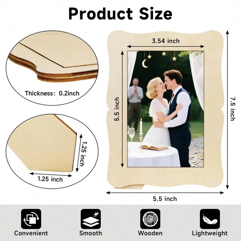 5Pcs Unfinished Wooden Frames  - Desk Setup Photo ulasan dan harga