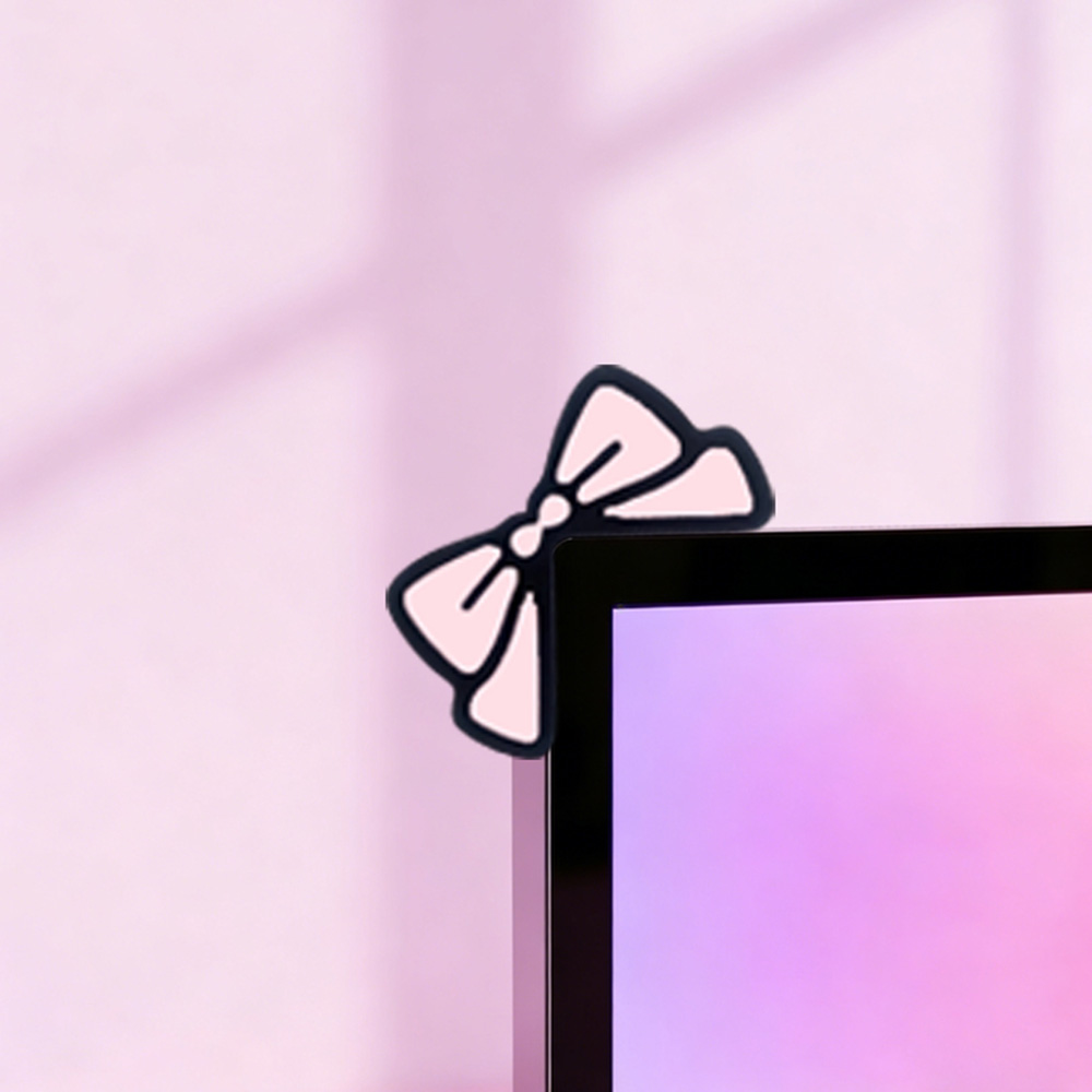 Cute Pink Bow Monitor Decor Ka - Desk Setup Monitor And Laptop ulasan dan harga