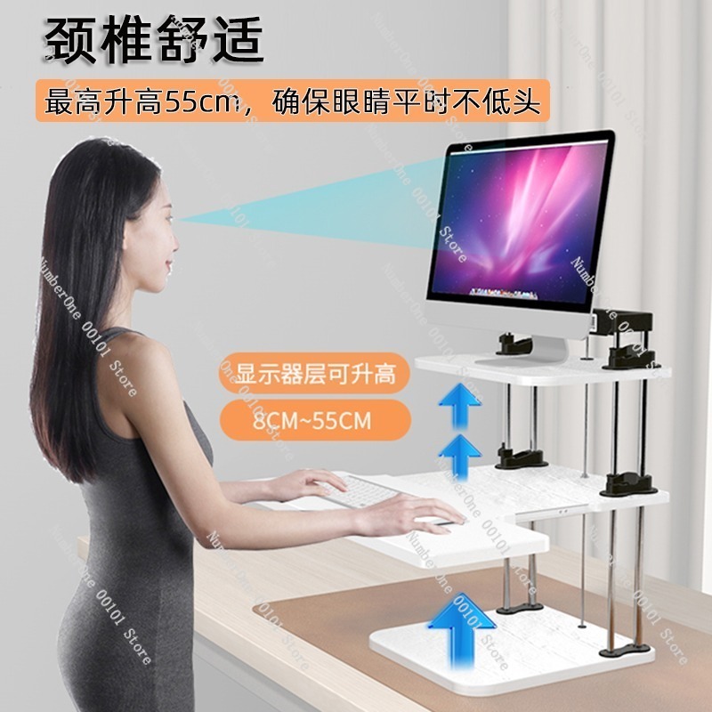 Height-Adjustable Standing Des - Desk Setup Monitor And Laptop ulasan dan harga