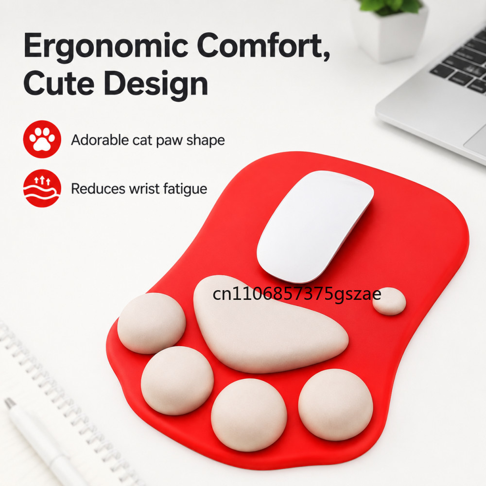 Cute 3D Cat Paw Mouse Pad Soft - Desk Setup Mac ulasan dan harga