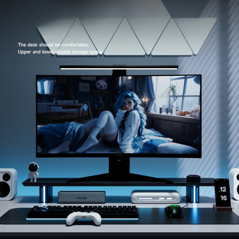 RGB Monitor Stand Ergonomic Co - Desk Setup Monitor And Laptop ulasan dan harga