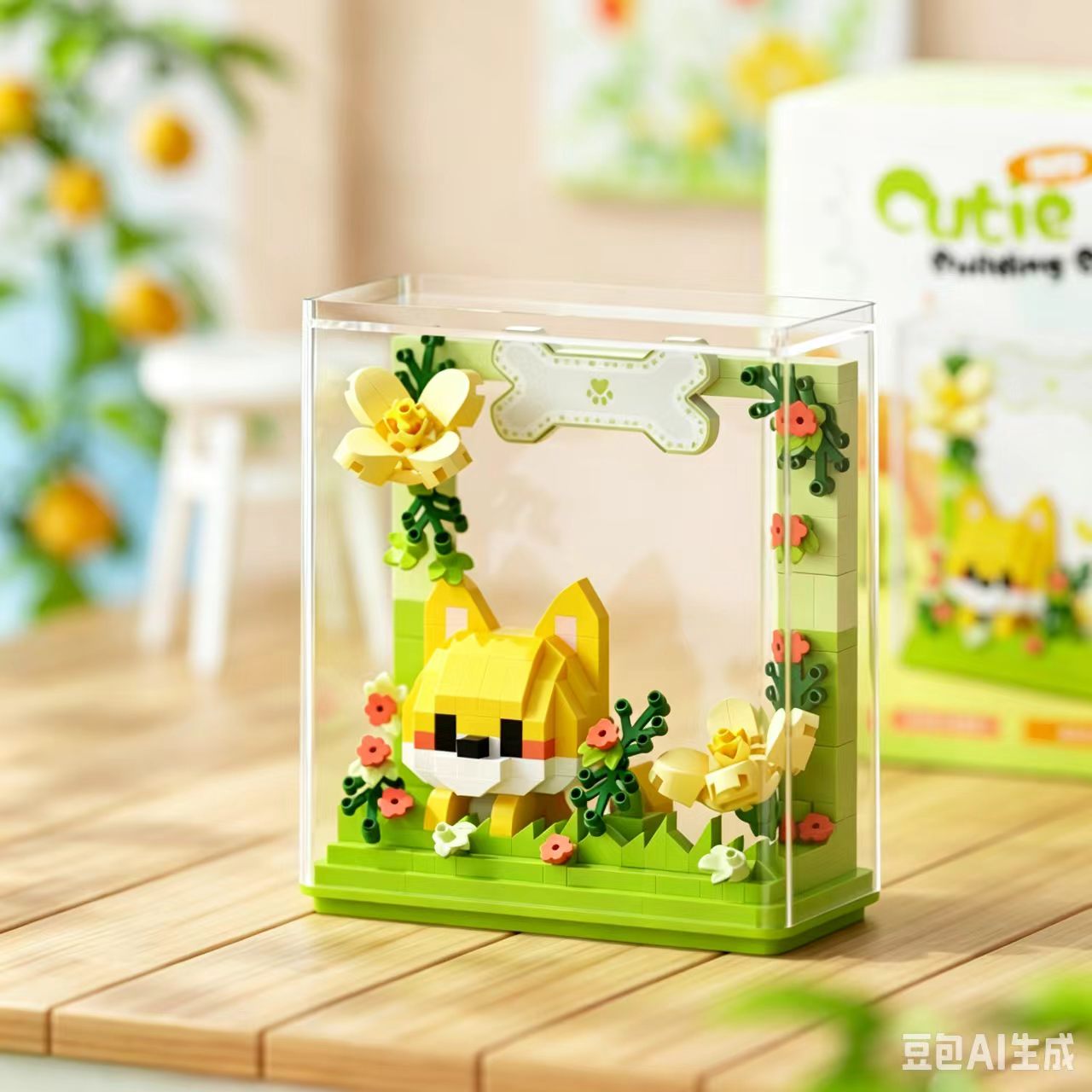 Cute Building Blocks Pet Model - Desk Setup Photo ulasan dan harga