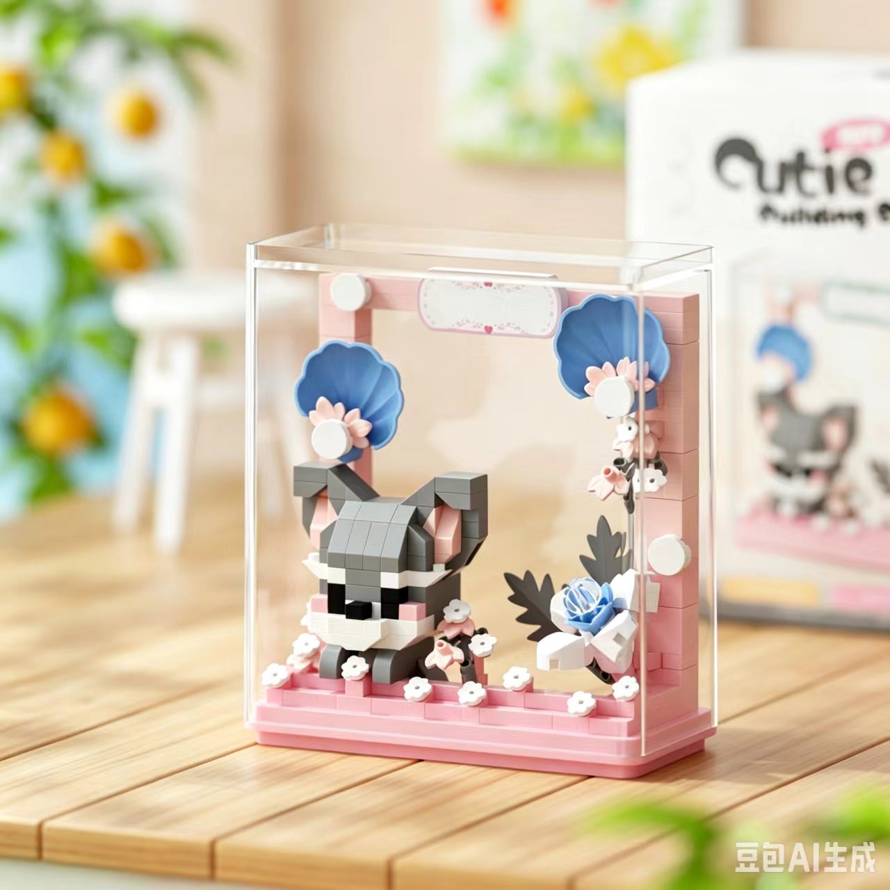 Cute Building Blocks Pet Model - Desk Setup Photo ulasan dan harga