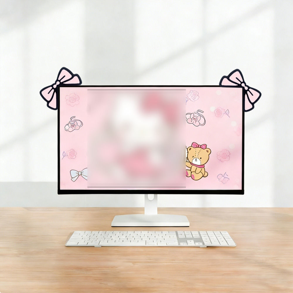 Cute Pink Bow Monitor Decor Ka - Desk Setup Monitor And Laptop ulasan dan harga